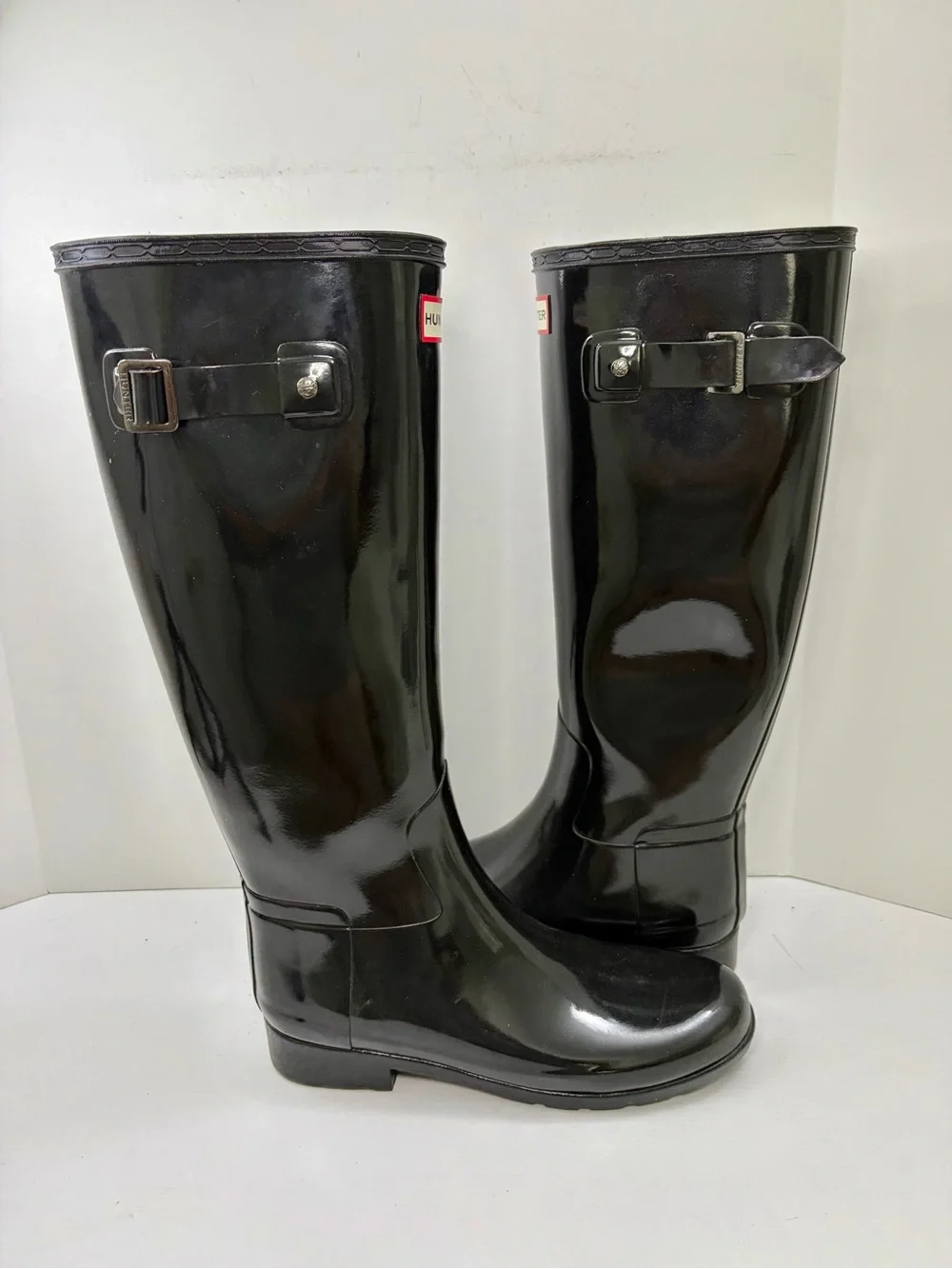 Hunter Women's Original Tall Gloss Rain Boots Black Size 7